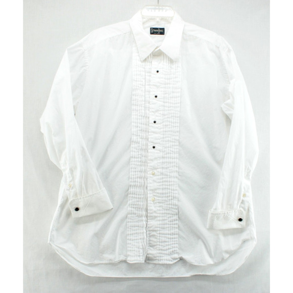 GITMAN Bros Formal Tuxedo Dress Shirt French Cuffs Pleated White 17.5/34 USA - Picture 1 of 11